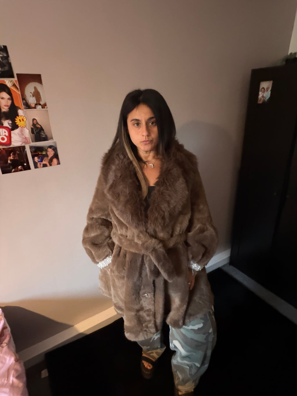 Vanessa faux fur A-line coat