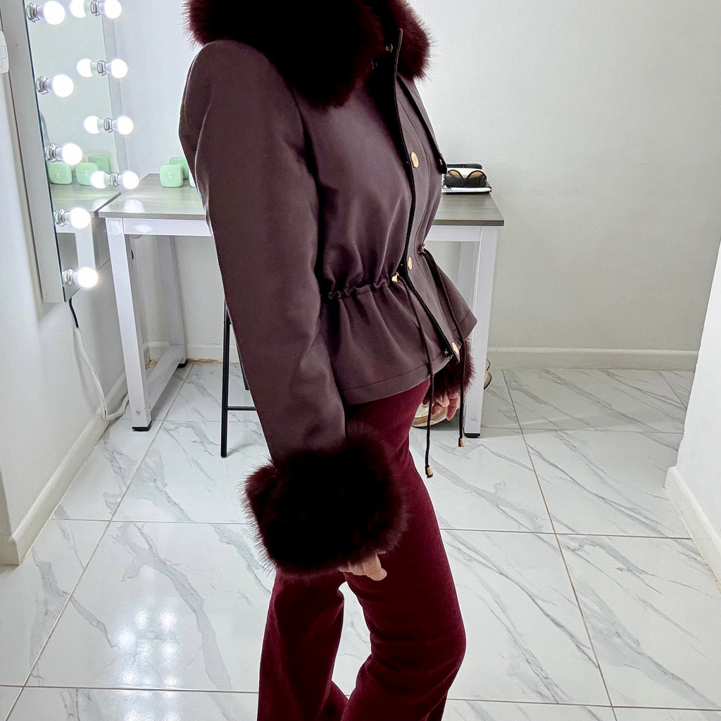 Pia PU fur trim jacket