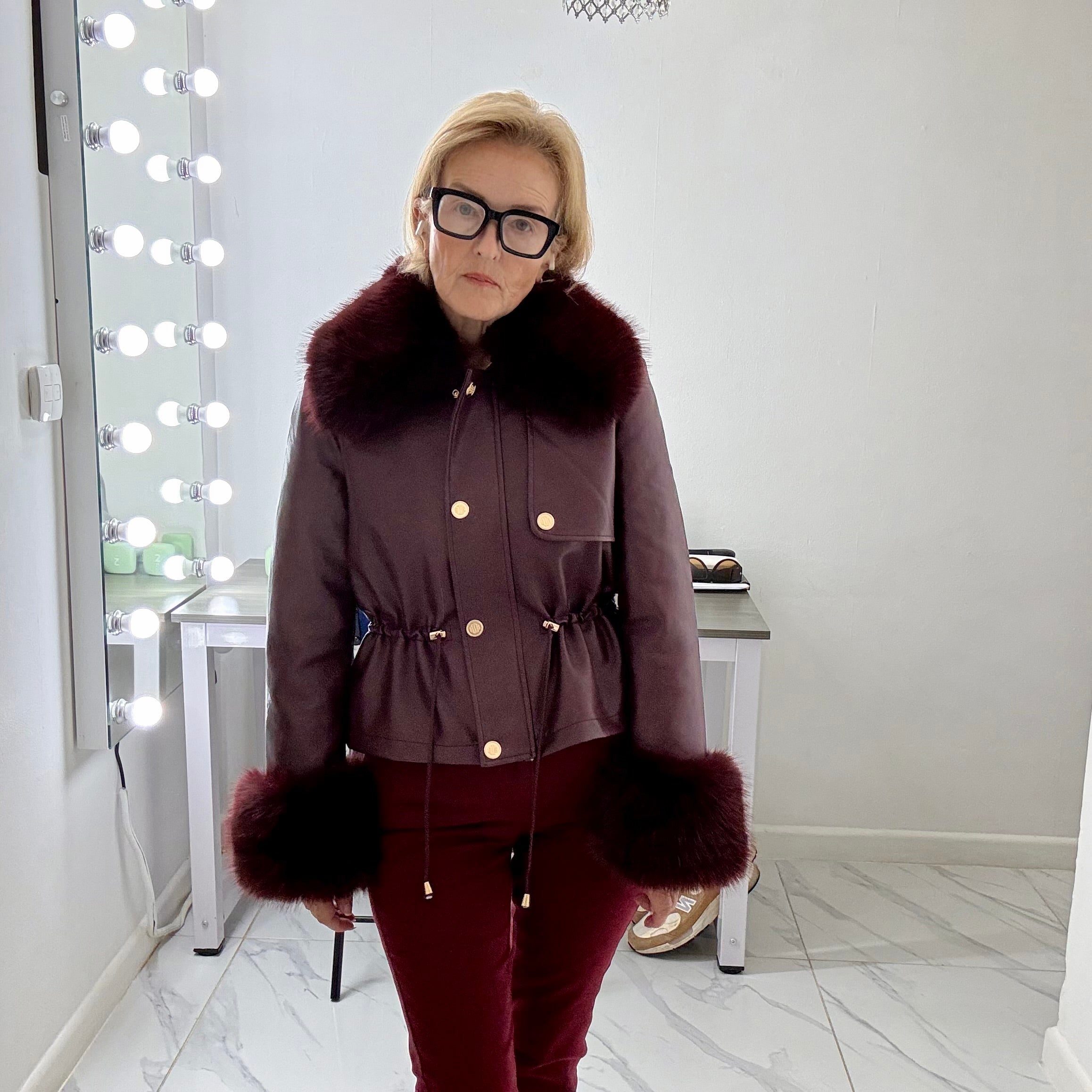 Pia PU fur trim jacket