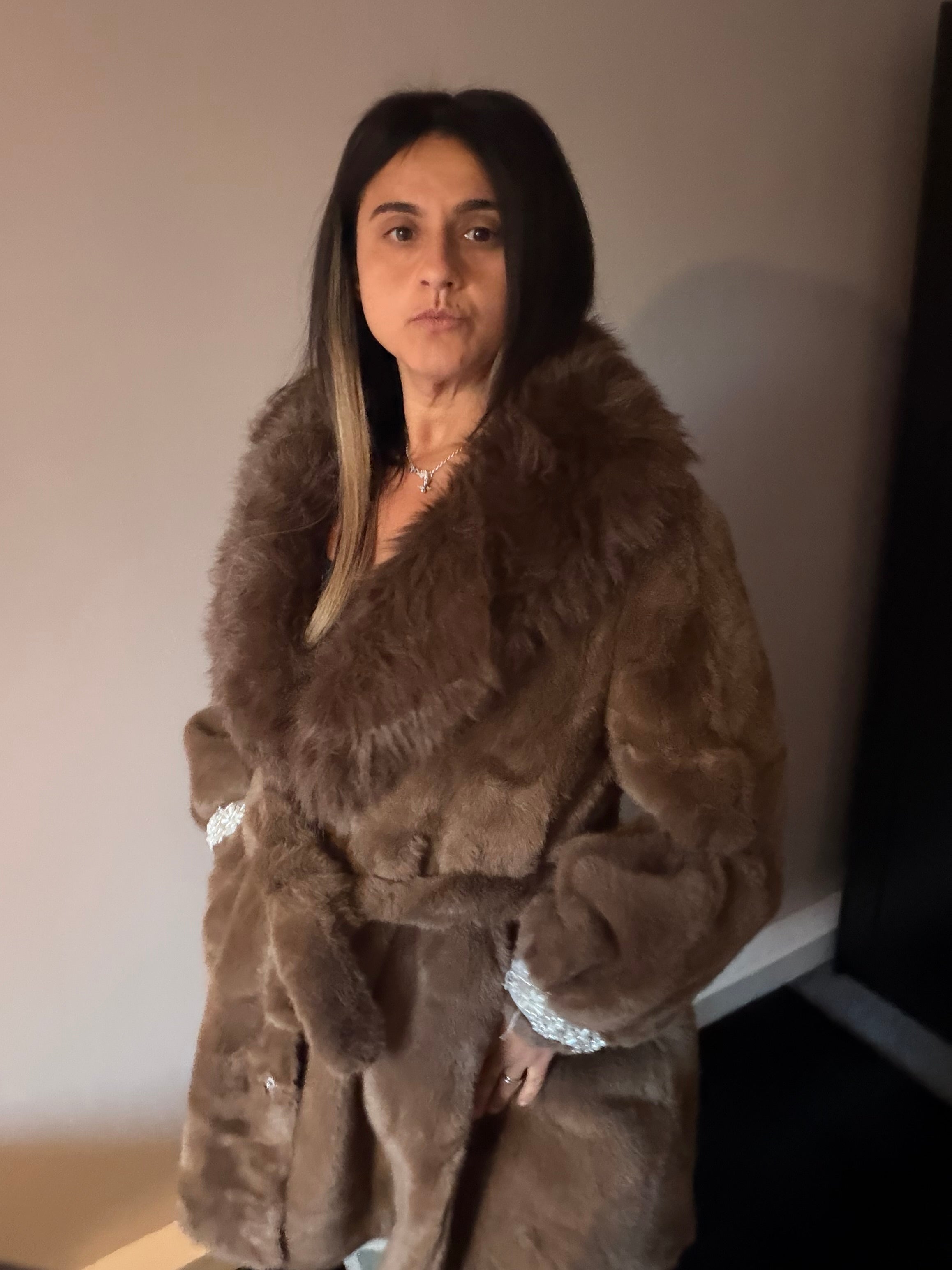 Vanessa faux fur A-line coat