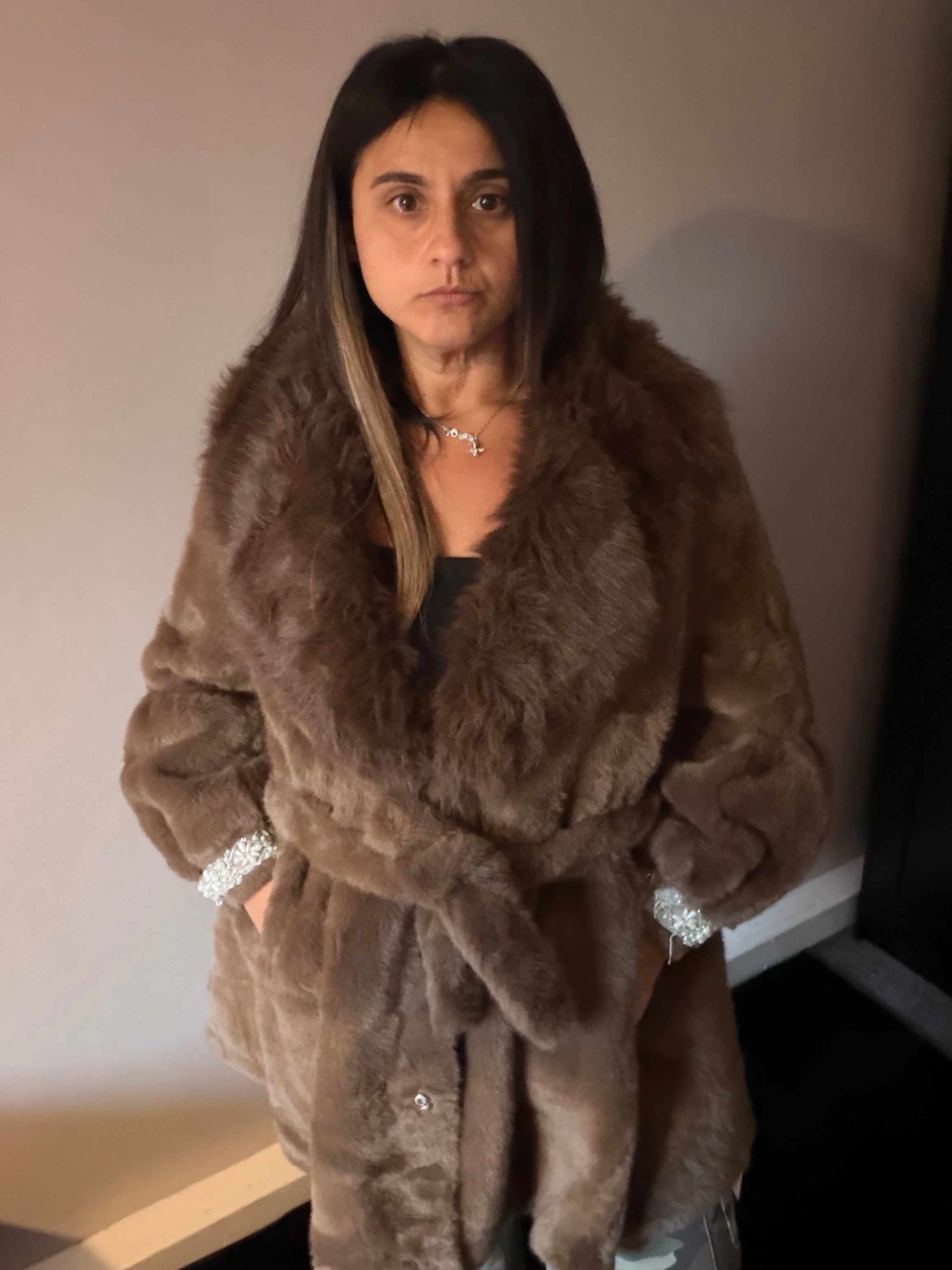 Vanessa faux fur A-line coat