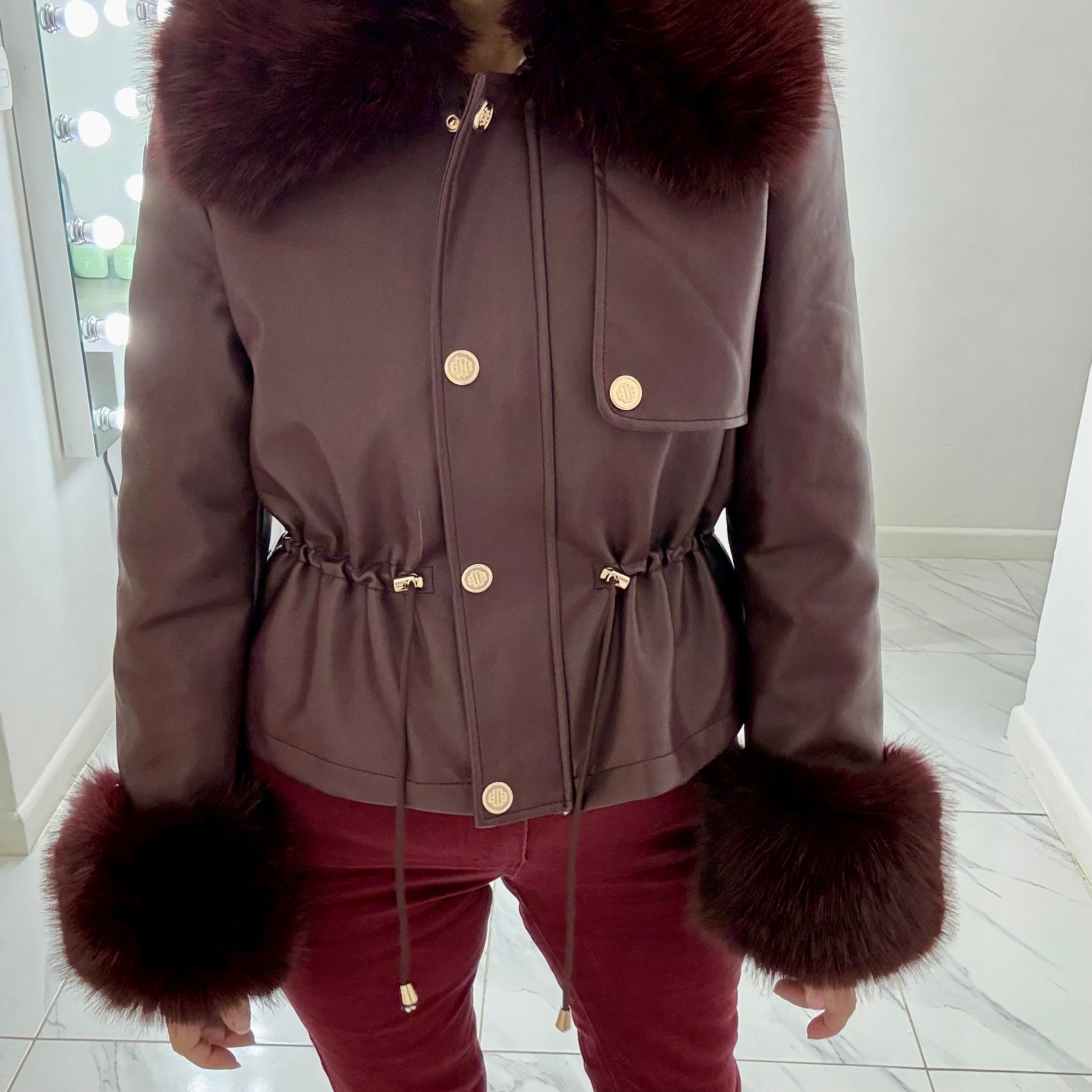 Pia PU fur trim jacket