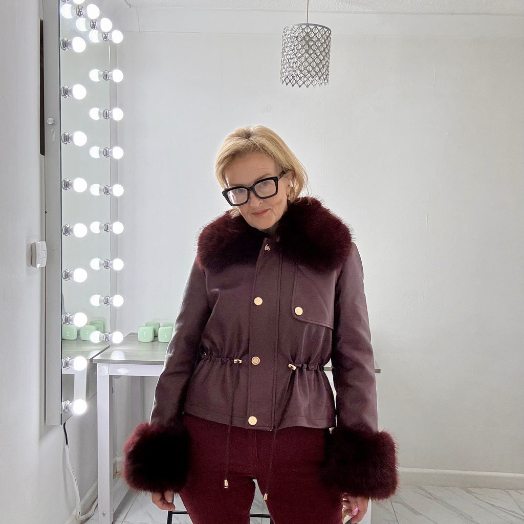 Pia PU fur trim jacket