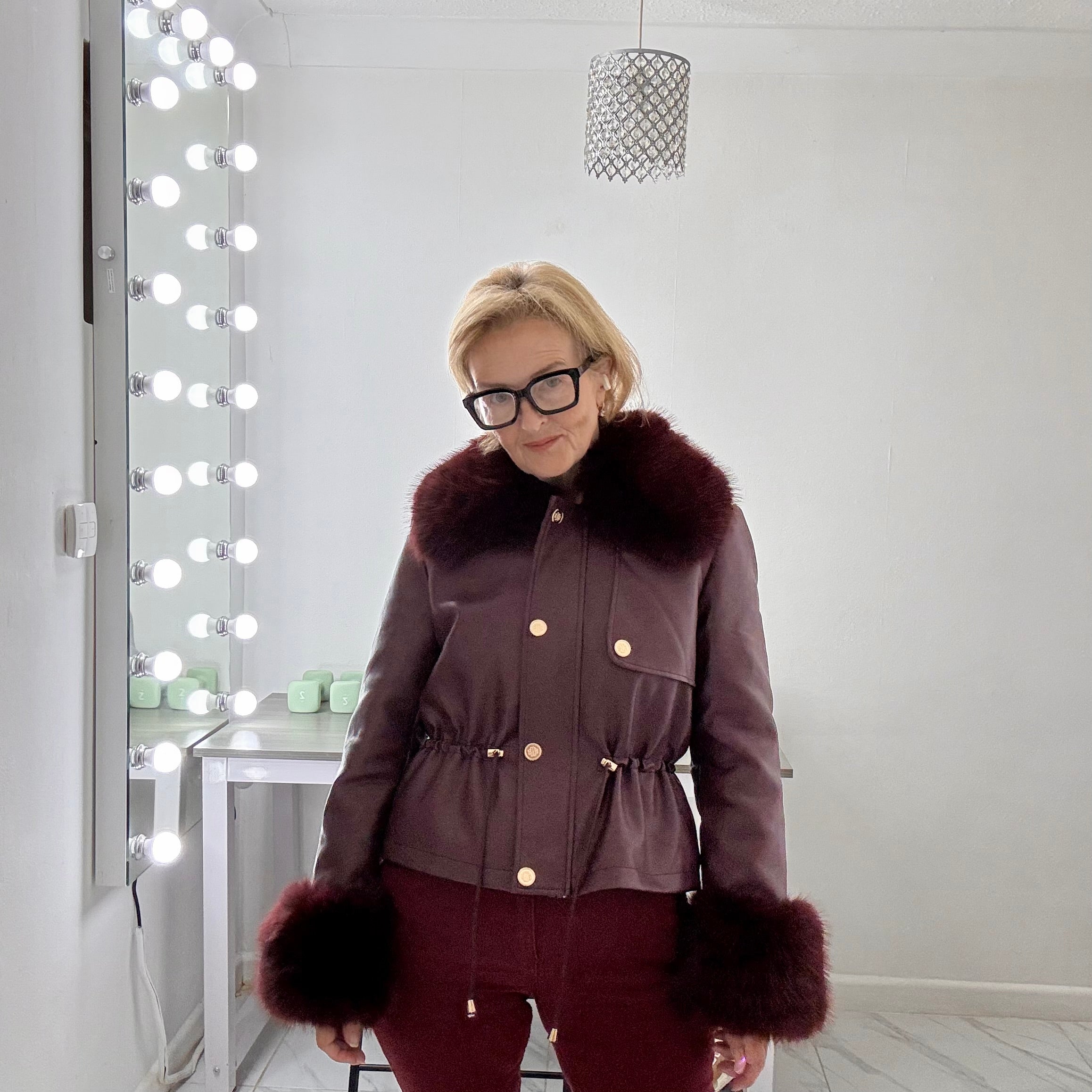 Pia PU fur trim jacket