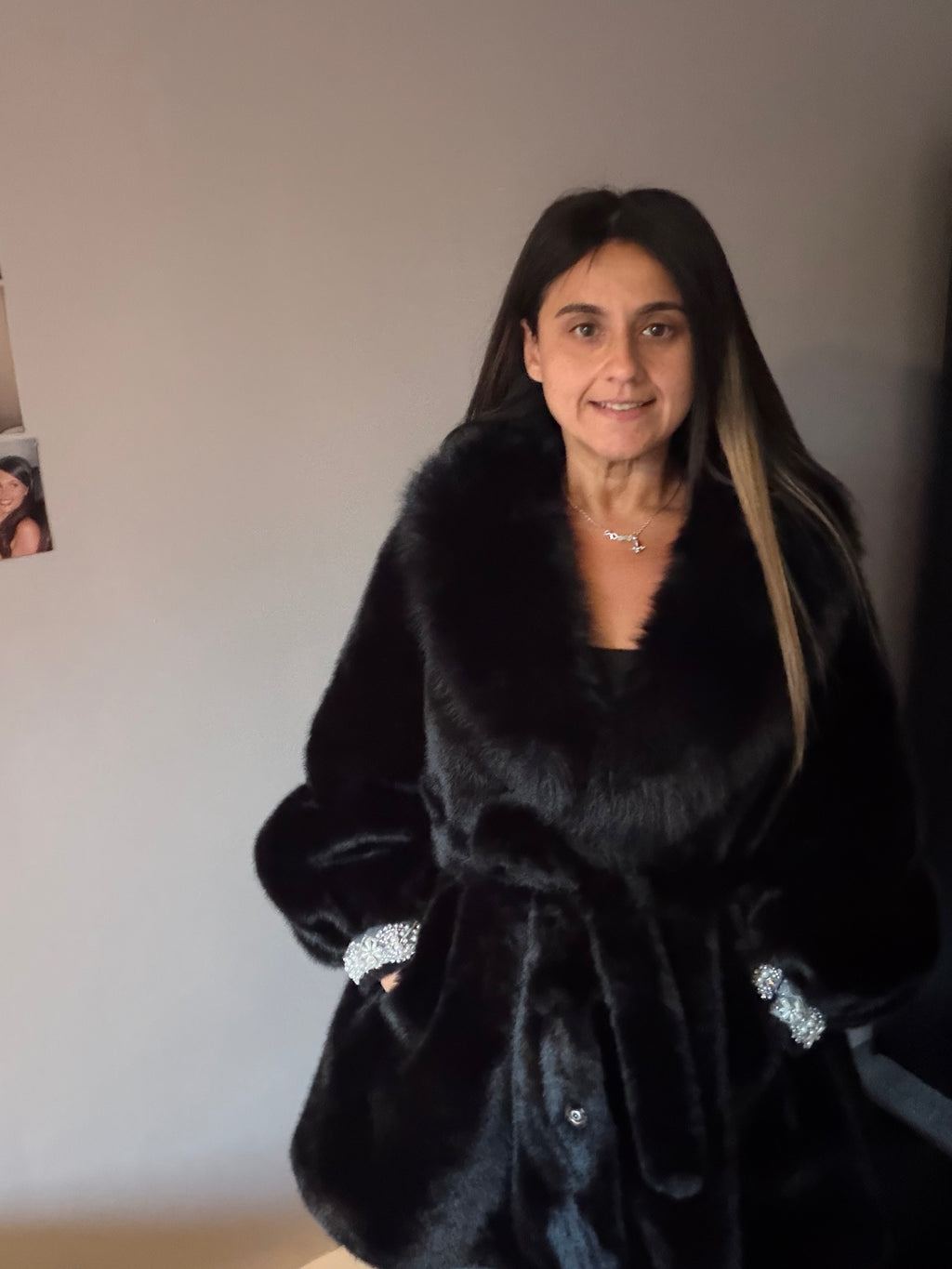 Vanessa faux fur A-line coat