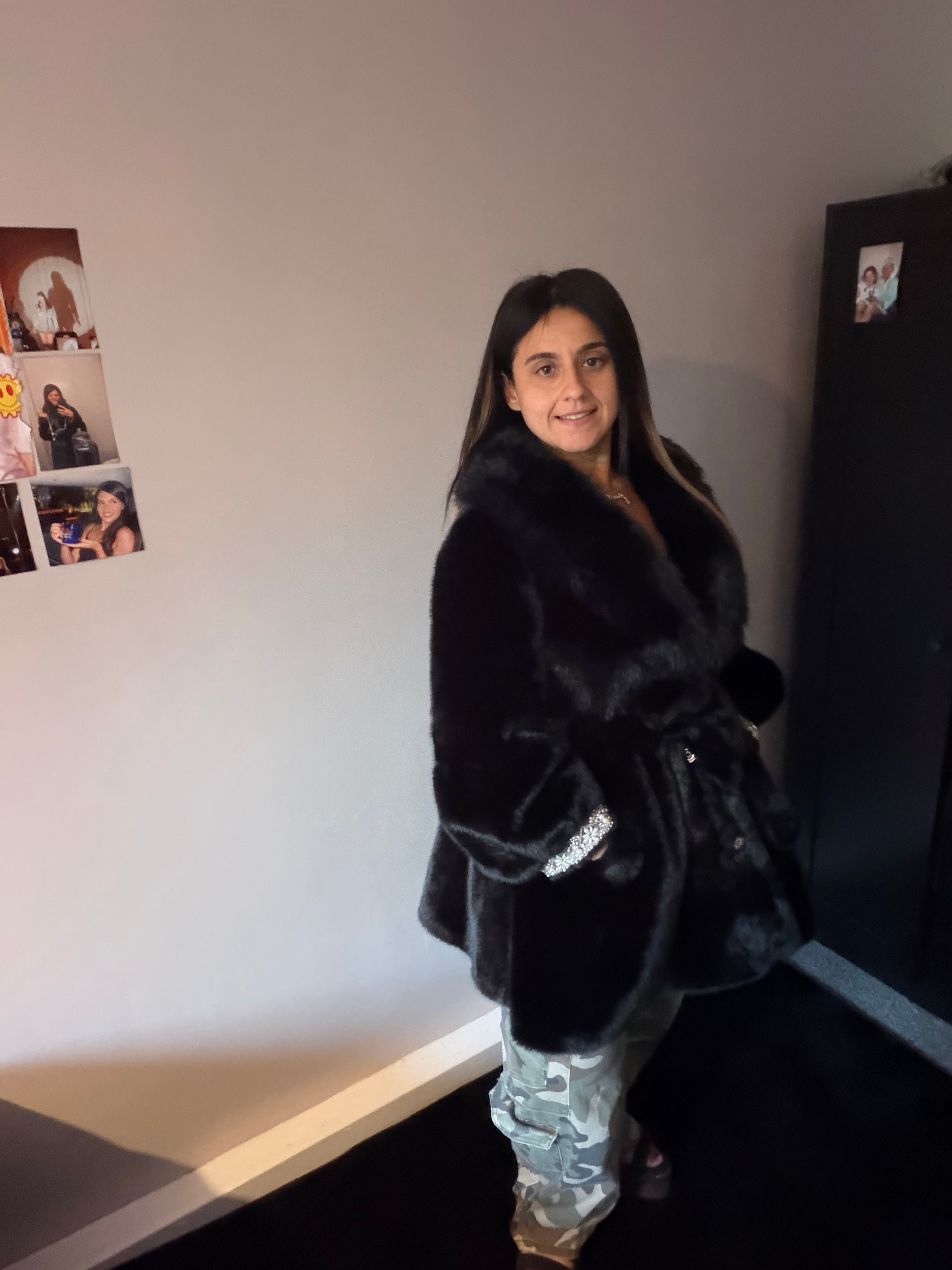 Vanessa faux fur A-line coat