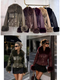 Pia PU fur trim jacket