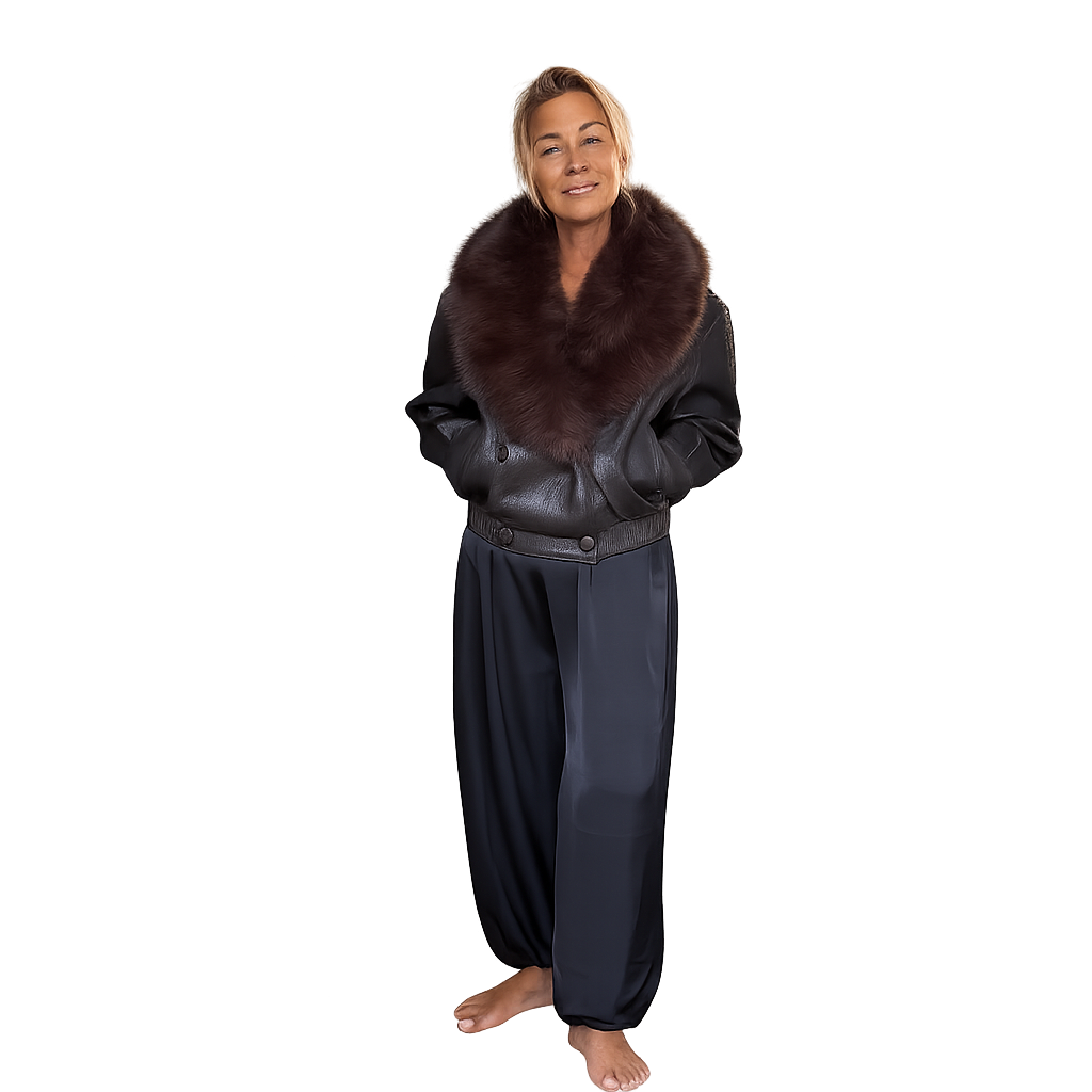 JOJo deep collar PU jacket
