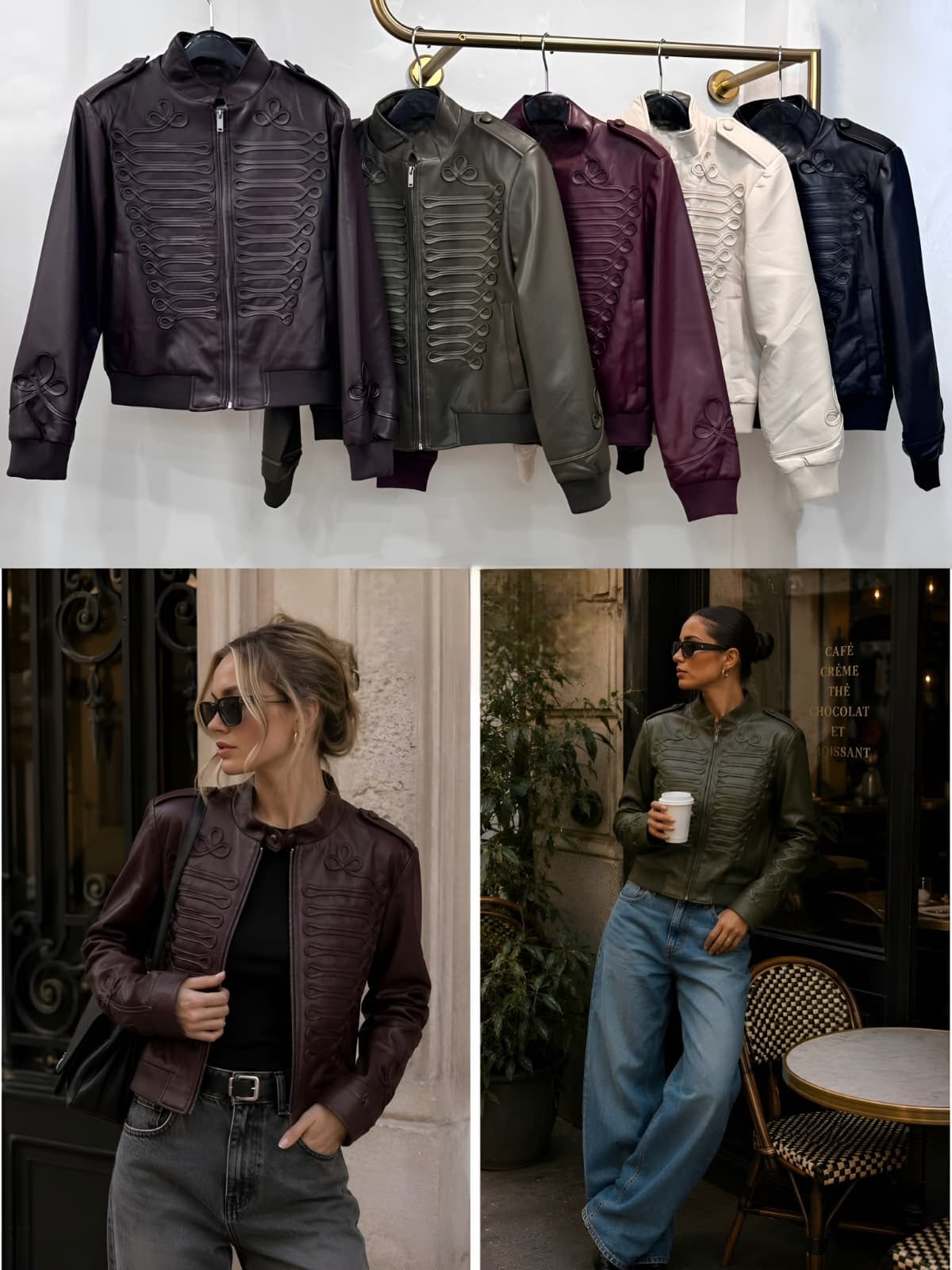 Marnie military pleather jacket