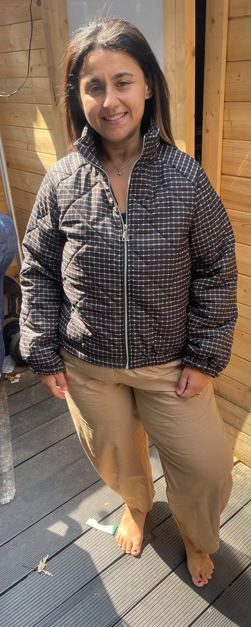 Chloe checkered puffer coat